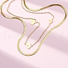 304 Stainless Steel Double Layer Link Chain Necklaces NJEW-R026-01G-01-3