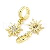 Brass Micro Pave Cubic Zirconia European Dangle Charms KK-D325-13G-2