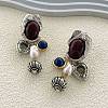 Elephant Alloy Plastic Dangle Stud Earrings EJEW-Q035-01AS-2