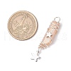 3Pcs 3 Styles Electroplated Natural Quartz Crystal Pointed Copper Wire Wrapped Pendants PALLOY-JF03767-07-2