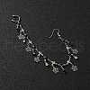 Alloy Jet Rhinestone Clip on Nose Rings with Flower Tassel Chain to Dangle Earrings FS-WGA18AA-01-1