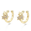 Brass Micro Pave Clear Cubic Zirconia Cuff Earrings EJEW-T046-23G-NF-1