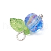 Transparent Electroplate Glass Beads with Transparent Acrylic Charms and Brass Ball Head pins Pendants PALLOY-JF03593-02-6