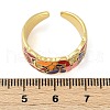 Brass Micro Pave Cubic Zirconia Enamel Cuff Rings for Women RJEW-L113-019G-03-5