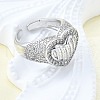 Brass Micro Pave Clear Cubic Zirconia Cuff Rings for Women RJEW-G347-01P-3