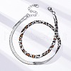 304 Stainless Steel Leopard Print Flat Snake Chain Necklaces for Women NJEW-A044-02B-P-01-1