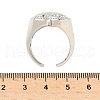 Heart Brass Micro Pave Cubic Zirconia Cuff Rings for Women RJEW-A069-08P-5