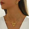 Elegant Brass Stud Round Earrings & Pendant Necklaces Sets for Women BQ9516-1-3