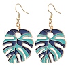 Leaf Alloy Enamel Dangle Earrings EJEW-JE06184-4