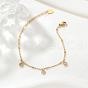 Elegant Stainless Steel Crystal Rhinestone Flat Round Charm Bracelets for Women's Daily Wear HI9580-2-1