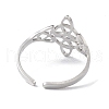 Non-Tarnish Sailor's Knot 304 Stainless Steel Hollow Open Cuff Ring for Women RJEW-E073-03P-3