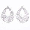 Non-Tarnish 304 Stainless Steel Filigree Pendants STAS-T057-15P-2