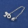Brass Pave Clear Cubic Zirconia European Safety Chains with Charms KK-L236-16C-S-2