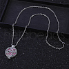 Alloy Essential Oil Diffuser Locket Pendant Necklaces with Pink Plush Aromatherapy Disc Inside Box QP4484-2