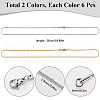 SUNNYCLUE 12Pcs 2 Colors 304 Stainless Steel Round Snake Chain Necklaces Set NJEW-SC0001-12-2