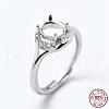 Anti-Tarnish Rhodium Plated 925 Sterling Silver Finger Ring Components STER-G027-15P-4