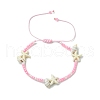 3Pcs 3 Colors Starfish & Conch Synthetic Turquoise Charm Bracelets BJEW-JB11521-3