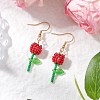 Grade A Round Glass Seed Beads Flower Dangle Earrings EJEW-MZ00451-04-1