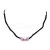 Adjustable Natural Dyed Yellow Jade & Brass Pendant Necklaces NJEW-JN04944-1