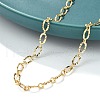 Brass Textured Oval Link Chain Necklaces for Women Men NJEW-F337-07G-4