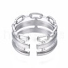 Non-Tarnish 304 Stainless Steel Cable Chain Open Cuff Ring RJEW-T023-08P-2