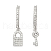 Lock & Key 925 Sterling Silver Micro Pave Clear Cubic Zirconia Hoop Earrings for Women EJEW-G427-01P-03-4