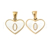 304 Stainless Steel Pave Natural White Shell Heart with Initial Slice Pendants STAS-R168-25G-O-1