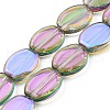 Half Rainbow Plated Electroplate Transparent Glass Beads Strands EGLA-G037-05A-HR01-1