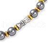 Terahertz Stone & Non-Magnetic Synthetic Hematite 6mm Round Beaded Necklaces NJEW-H045-01-3