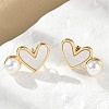 Heart Brass Stud Earrings EJEW-C141-01G-02-1