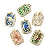 Brass Micro Pave Cubic Zirconia Pendants with Enamel KK-Q039-11G-1