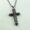 Unique Punk Style Stainless Steel Flower Cross Pendant Necklaces for Men EL3616-4