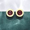 304 Stainless Steel Flat Round Stud Earrings EJEW-C099-23G-02-3