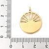 304 Stainless Steel Pave Natural White Shell Flat Round with Star Pendants STAS-Q345-32G-3