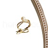 Criss Cross Brass Micro Pave Clear Cubic Zirconia with Plastic Imitation Pearl Cuff Rings FS-WG6C634-01-1-5