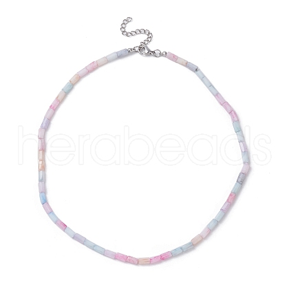 Glass Rectangle Beaded Necklace NJEW-JN04328-1