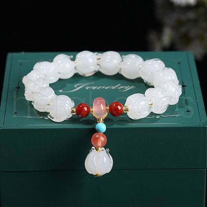 Lampwork Round Beads Charm Bracelets WGA2183-11-1