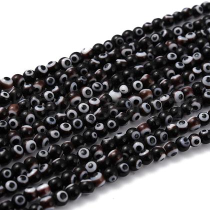 Handmade Evil Eye Lampwork Round Bead Strands LAMP-L055-4mm-08-1