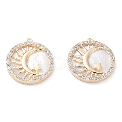 Rack Plating Brass Shell Pendants KK-A183-61G-1