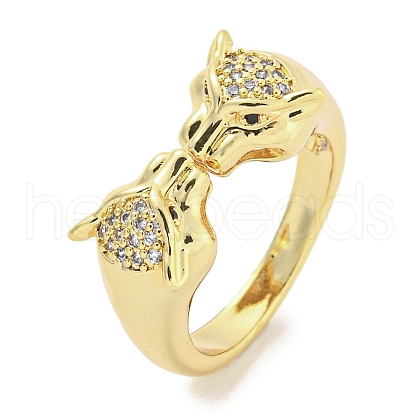 Brass Micro Pave Cubic Zirconia Cuff Rings RJEW-I103-009G-1