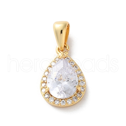 Brass Micro Pave Clear Cubic Zirconia Pendants KK-L227-001G-1