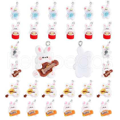 DICOSMETIC 60Pcs 6 Style Music Theme Opaque Resin Pendants RESI-DC0001-06-1