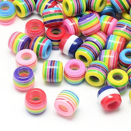 Opaque Stripe Resin European Beads RESI-S344-M-1