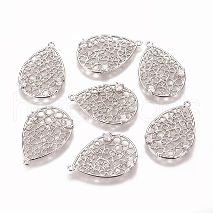 Brass Micro Pave Cubic Zirconia Pendants KK-F803-07P-NF-1