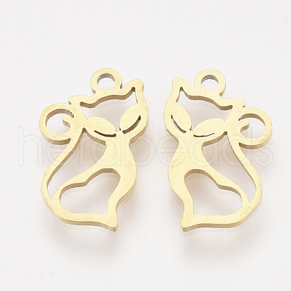 201 Stainless Steel Kitten Pendants STAS-S110-048G-1