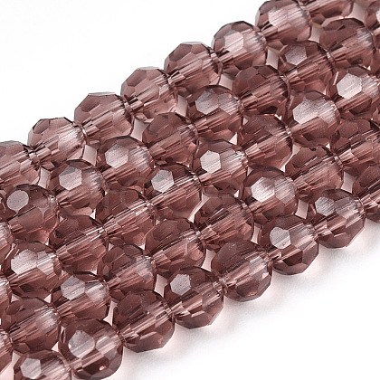 Faceted(32 Facets) Round Glass Beads Strands X-EGLA-J042-4mm-06-1