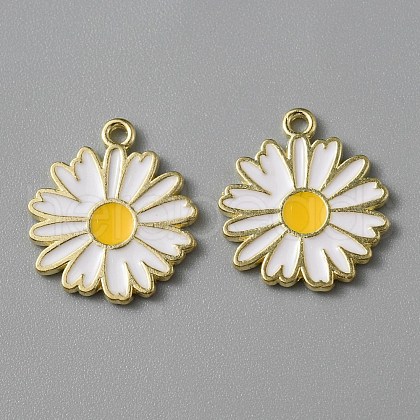 Light Gold Plated Alloy Enamel Pendants ENAM-WH0001-36LG-01-1