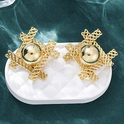 Woven Rhombus with Round Brass Stud Earrings EJEW-R025-02G-1