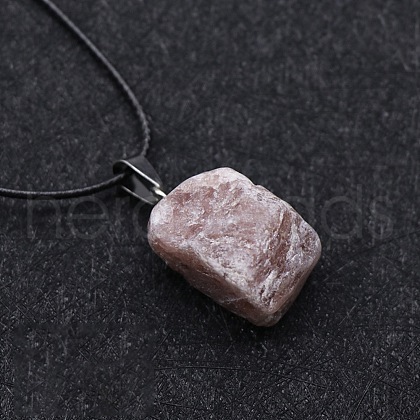 Synthetic Strawberry Quartz Raw Rough Nuggets Pendant Necklace FS-WG50F2C-08-1
