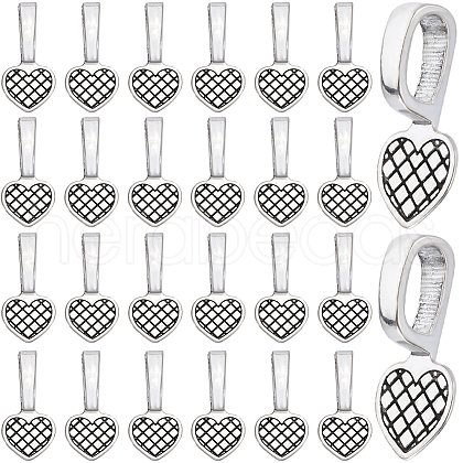 SOFPLATE 100Pcs Tibetan Style Alloy Heart Glue-on Flat Pad Pendant Bails FIND-SP0001-85-1
